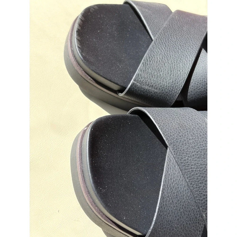 LifeStride‎ Womens Black Getaway Crisscross Buckle Platform Sandals 7.5